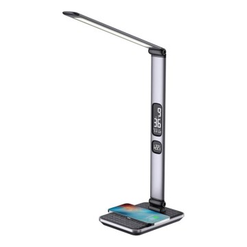 LED zatemnjiva namizna svetilka LED/8,5W/230V z brezžičnim polnjenjem, srebrna