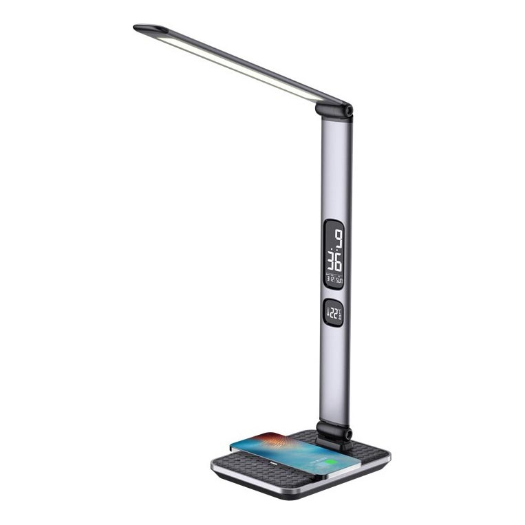 LED zatemnjiva namizna svetilka LED/8,5W/230V z brezžičnim polnjenjem, srebrna