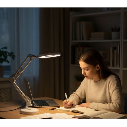LED Zatemnjiva namizna svetilka z lupo 2 v 1 AURIQ LOUPE LED/10W/5V 3000/4000/6500K bela