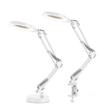 LED Zatemnjiva namizna svetilka z lupo 2 v 1 AURIQ LOUPE LED/10W/5V 3000/4000/6500K bela
