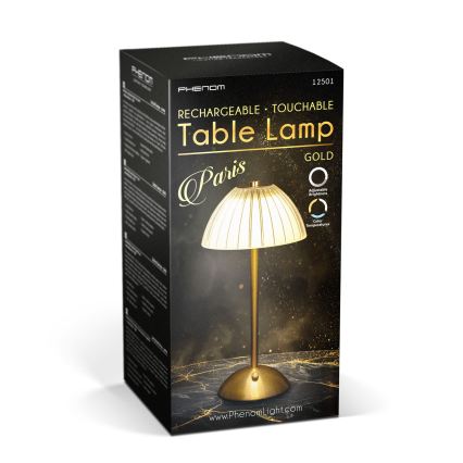 Zatemnljiva polnilna LED namizna svetilka PARIS LED/2W/5V 2700K/4000K/6500K 800 mAh zlata