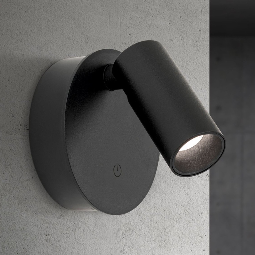 LED zatemnjiva polnilna stenska točkovna svetilka na dotik LUXY LED/1W/5V 2200 mAh 2700/3000/4000K črna