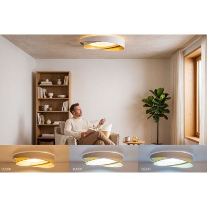 Zatemnjiva LED stropna svetilka SMART GALAXY MODERN LED/24W/230V 3000-6500K premer 55 cm bela/zlata + daljinski upravljalnik
