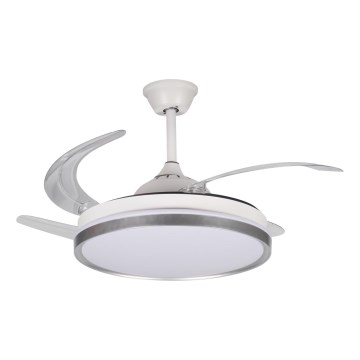 LED zatemnjiva stropna svetilka z ventilatorjem PLAVE LED/36W/230V 3000-6500K srebrna/bela + daljinski upravljalnik