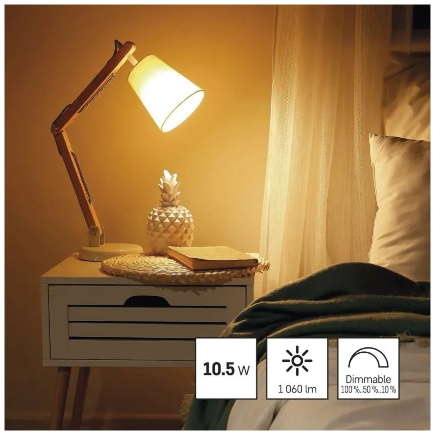 LED zatemnjiva žarnica A60 E27/10,5W/230V 2700K