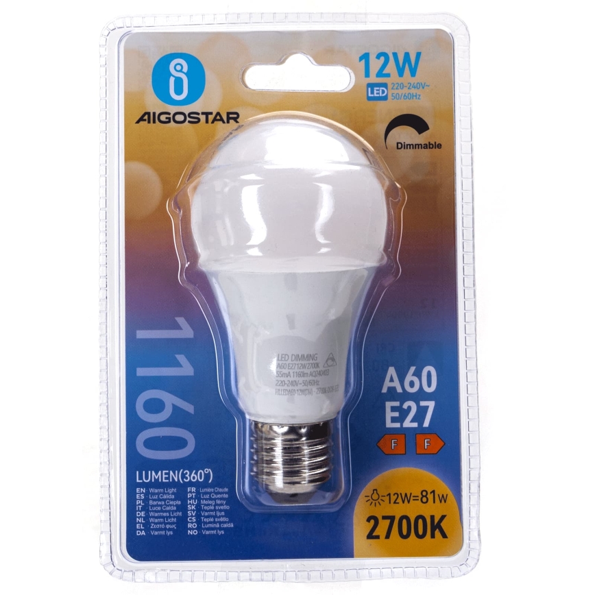 LED zatemnjiva žarnica A60 E27/12W/230V 2700K - Aigostar