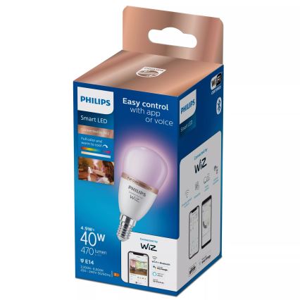 LED RGB zatemnjiva žarnica Philips SMART P45 E14/4,9W/230V 2200-6500K CRI 90