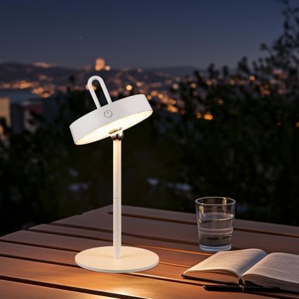 LED zatemnjevalna zunanja polnilna namizna svetilka na dotik GENTLE LED/1,5W/3,7V 3000 mAh IP44 bela