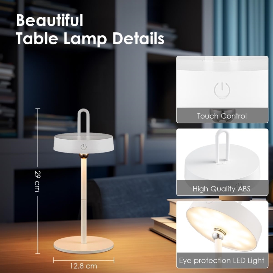 LED zatemnjevalna zunanja polnilna namizna svetilka na dotik GENTLE LED/1,5W/3,7V 3000 mAh IP44 bela