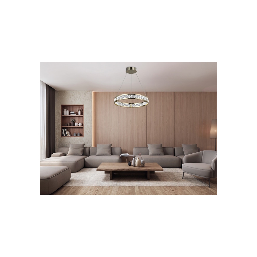 LED zatemljiv kristalni lestenec na žici ENRIQUE LED/55W//230V 3000-6000K premer 80 cm + daljinski upravljalnik