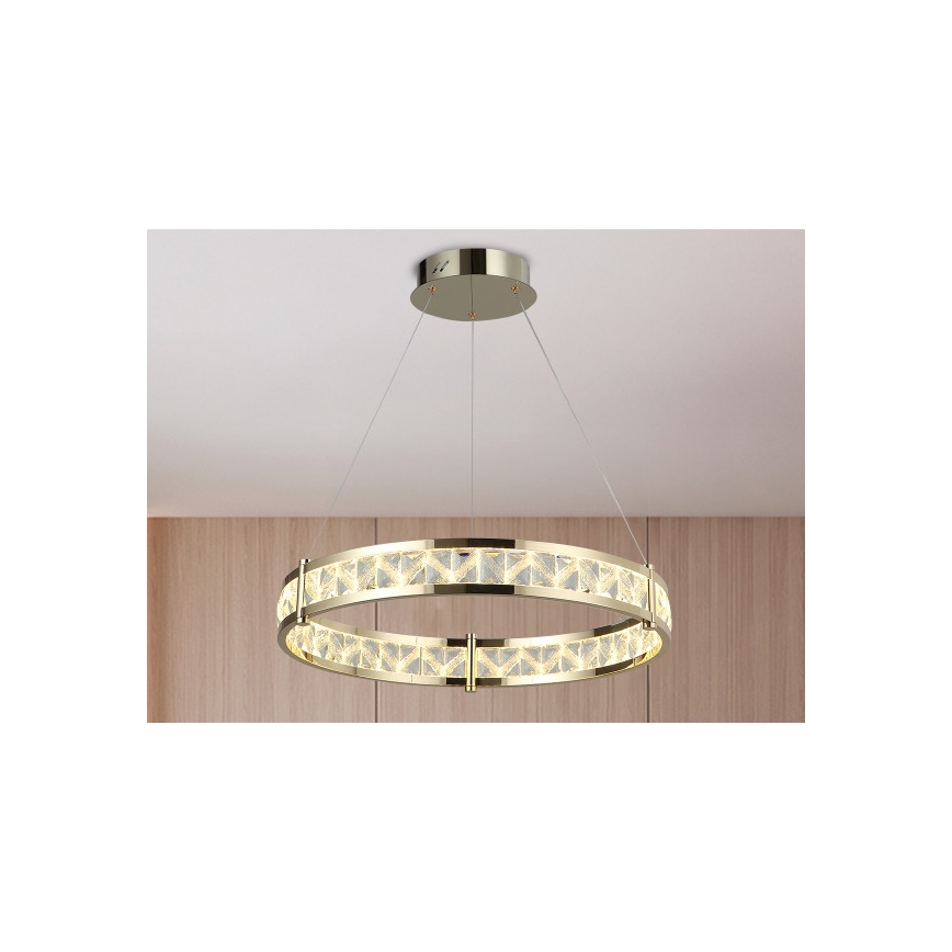 LED zatemljiv kristalni lestenec na žici ENRIQUE LED/55W//230V 3000-6000K premer 80 cm + daljinski upravljalnik