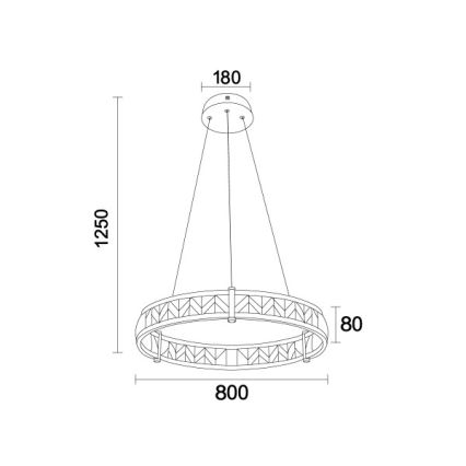 LED zatemljiv kristalni lestenec na žici ENRIQUE LED/55W//230V 3000-6000K premer 80 cm + daljinski upravljalnik