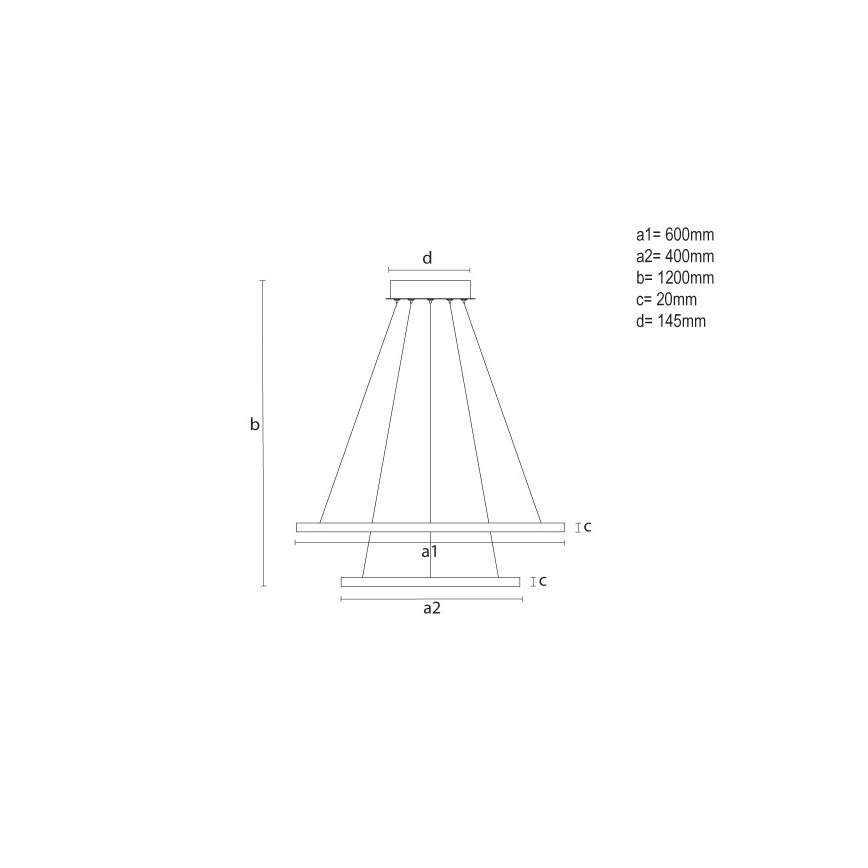 LED zatemljiv lestenec na vrvici LED/55W/230V 3000-6500K, premer 60 cm + daljinski upravljalnik