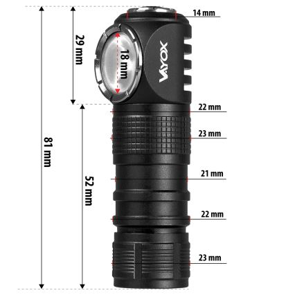 LED zatemnjevalna polnilna čelna svetilka z rdečo lučjo 3 v 1 LED/10W/5V IP66 500 lm 800 mAh