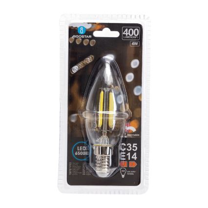 LED zatemnljiva žarnica FILAMENT C35 E14/4W/230V 6500K - Aigostar
