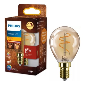 LED Zatemnljiva žarnica VINTAGE Philips P45 E14/2,7W/230V 1800K