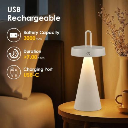 LED zatemnjevalna zunanja polnilna namizna svetilka na dotik HALO LED/1,5W/3,7V 3000 mAh IP44 siva