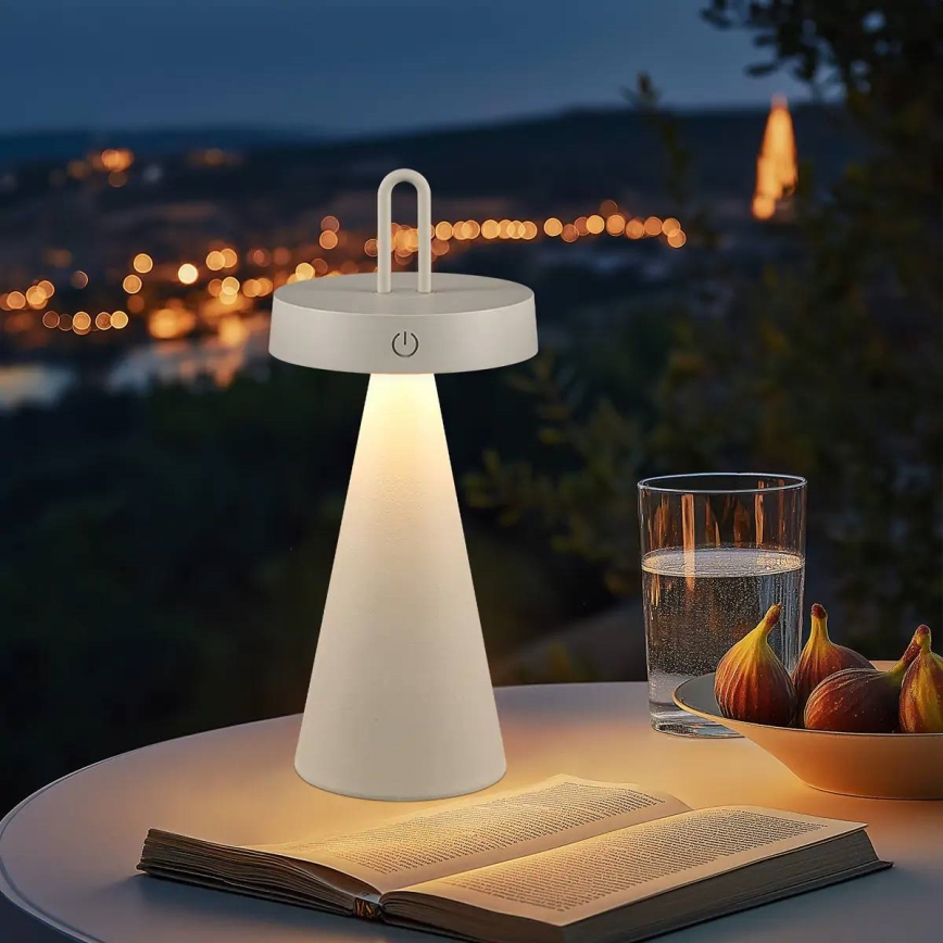 LED zatemnjevalna zunanja polnilna namizna svetilka na dotik HALO LED/1,5W/3,7V 3000 mAh IP44 siva