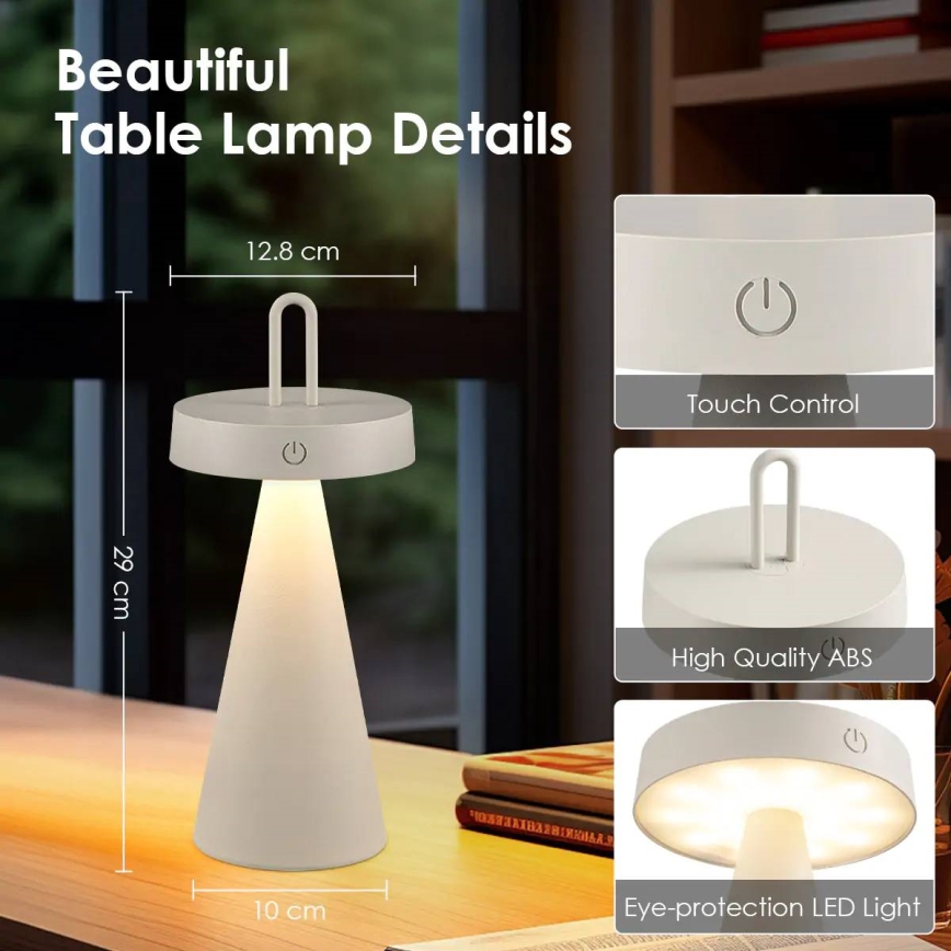 LED zatemnjevalna zunanja polnilna namizna svetilka na dotik HALO LED/1,5W/3,7V 3000 mAh IP44 siva