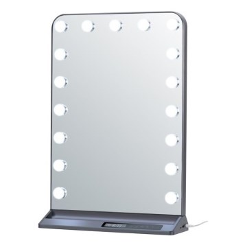 LED zatemnljivo ličilno ogledalo HOLLYWOOD LED/18W/230V 3000/4200/6000K siva