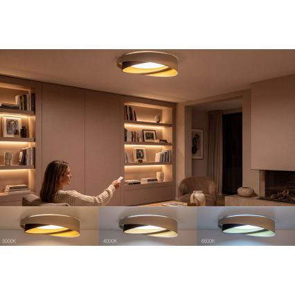 Stropna LED svetilka z zatemnitvijo SMART GALAXY MODERN LED/24W/230V 3000-6500K, premer 55 cm, bežna/rjava/zlata + daljinski upravljalnik