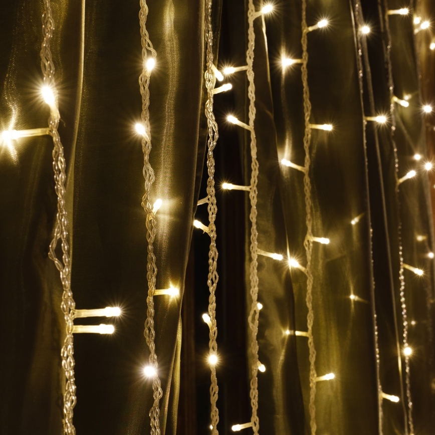 LED zavesa ESTELLA 47xLED/8 funkcij 3,5 m topla bela