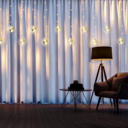 LED zavesa WISH BALLS 108xLED/8 funkcij 4,5 m topla bela