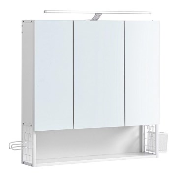 LED zrcalna kopalniška omarica SKY 70x70x16 cm 230V bela