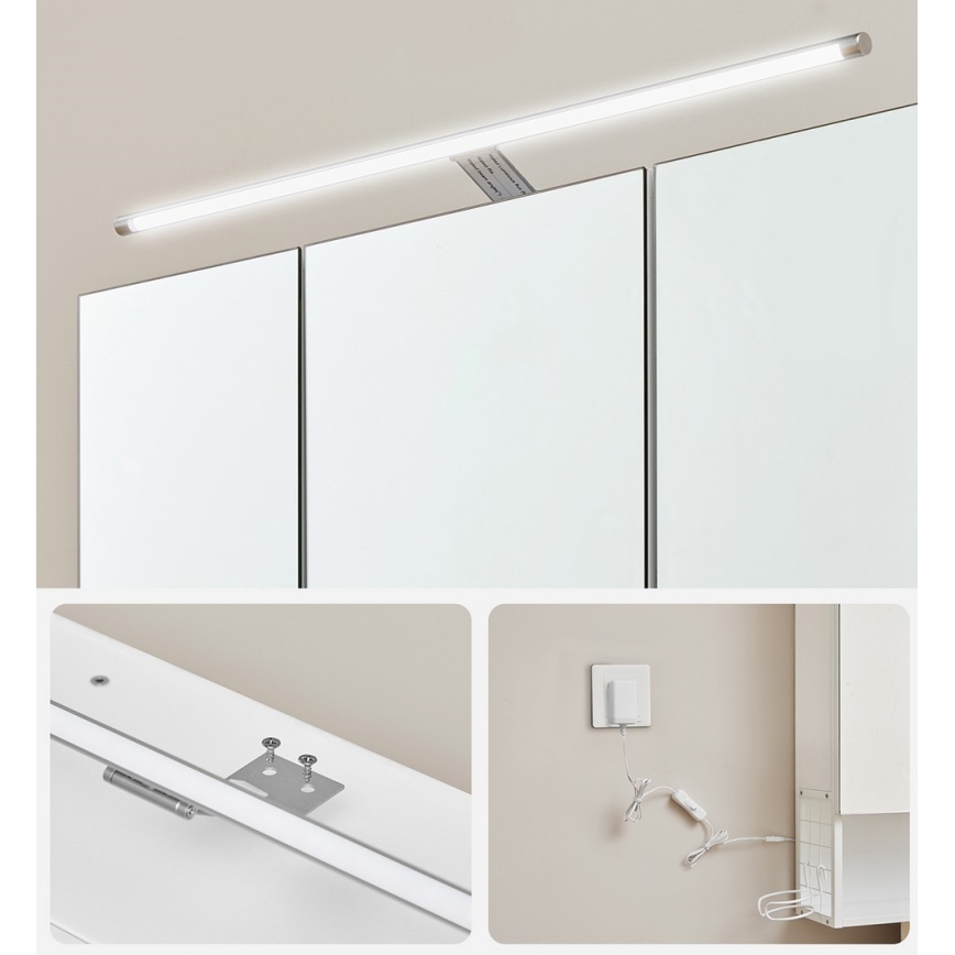LED zrcalna kopalniška omarica SKY 70x70x16 cm 230V bela