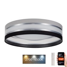 LED Ztemnitvena stropna svetilka SMART CORAL LED/24W/230V Wi-Fi Tuya črna/siva +Daljinski upravljalnik
