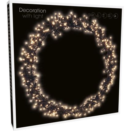 LED zunanja božična dekoracija 500xLED/230V 8 funkcij premer 58 cm IP44 topla bela venec/črna