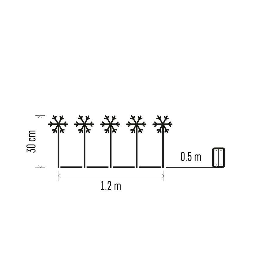 LED Zunanja božična dekoracija 5xLED/3xAA IP44 snežinke