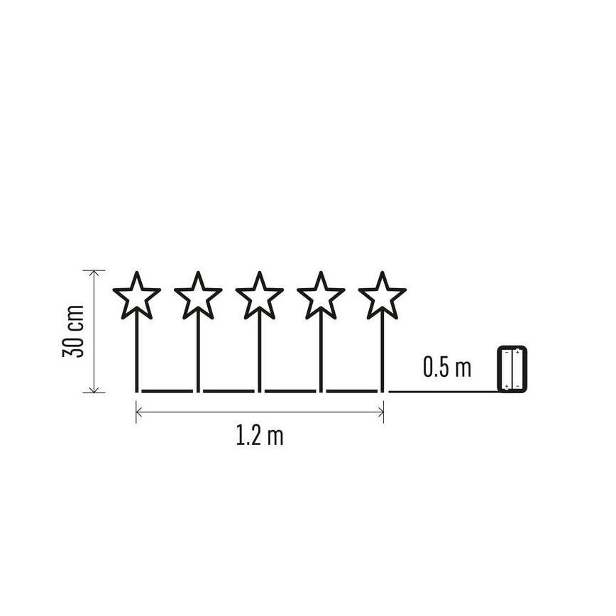 LED Zunanja božična dekoracija 5xLED/3xAA IP44 zvezde