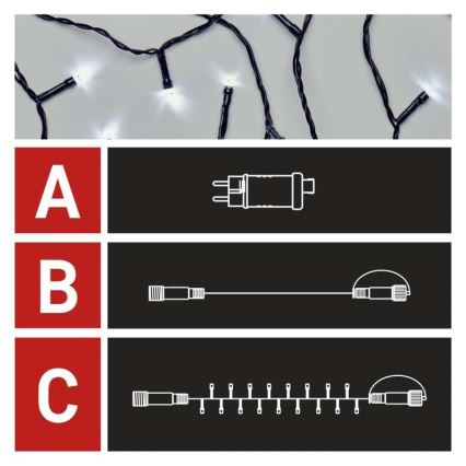 LED Zunanja božična veriga 100xLED/15m IP44 hladna bela