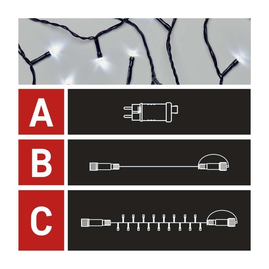LED Zunanja božična veriga 100xLED/15m IP44 hladna bela