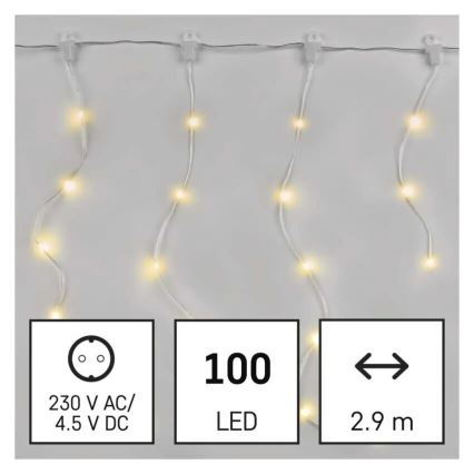 LED Zunanja božična veriga 100xLED/8 funkcij 7,9x0,7m IP44 topla bela