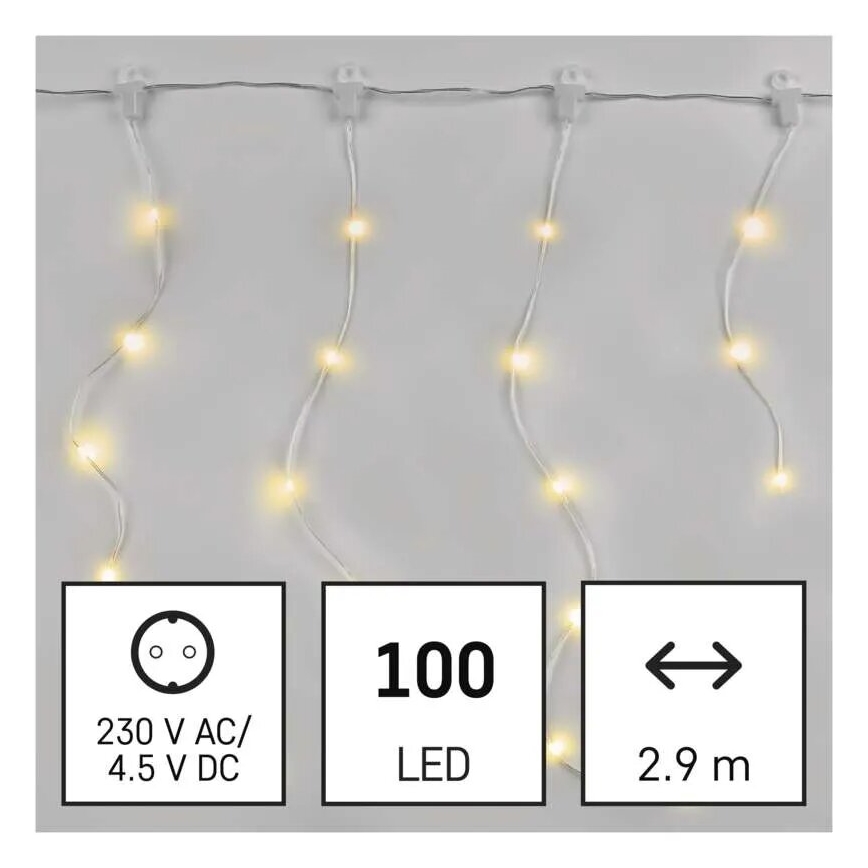 LED Zunanja božična veriga 100xLED/8 funkcij 7,9x0,7m IP44 topla bela
