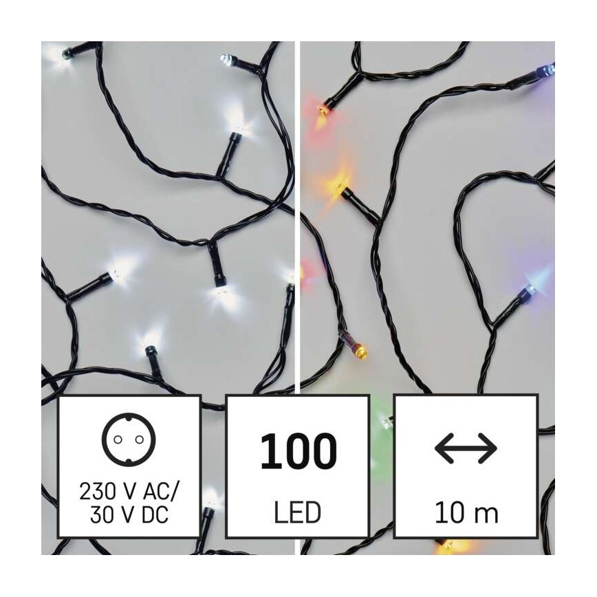 LED Zunanja božična veriga 100xLED/8 načinov 15m IP44 hladna bela/multicolor