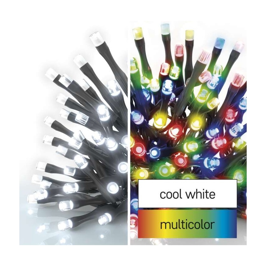 LED Zunanja božična veriga 100xLED/8 načinov 15m IP44 hladna bela/multicolor