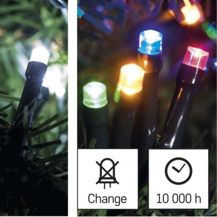 LED Zunanja božična veriga 100xLED/8 načinov 15m IP44 hladna bela/multicolor