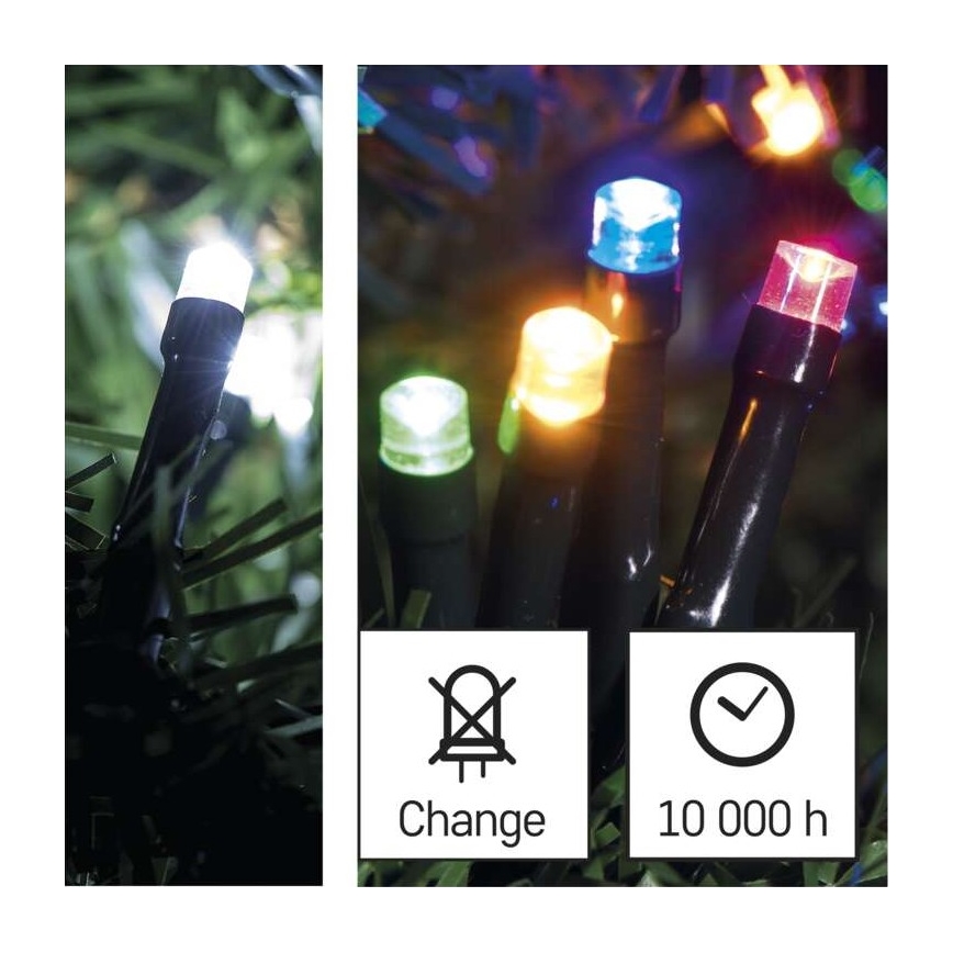 LED Zunanja božična veriga 100xLED/8 načinov 15m IP44 hladna bela/multicolor