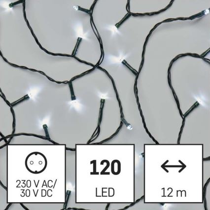 LED Zunanja božična veriga 120xLED/17m IP44 hladna bela