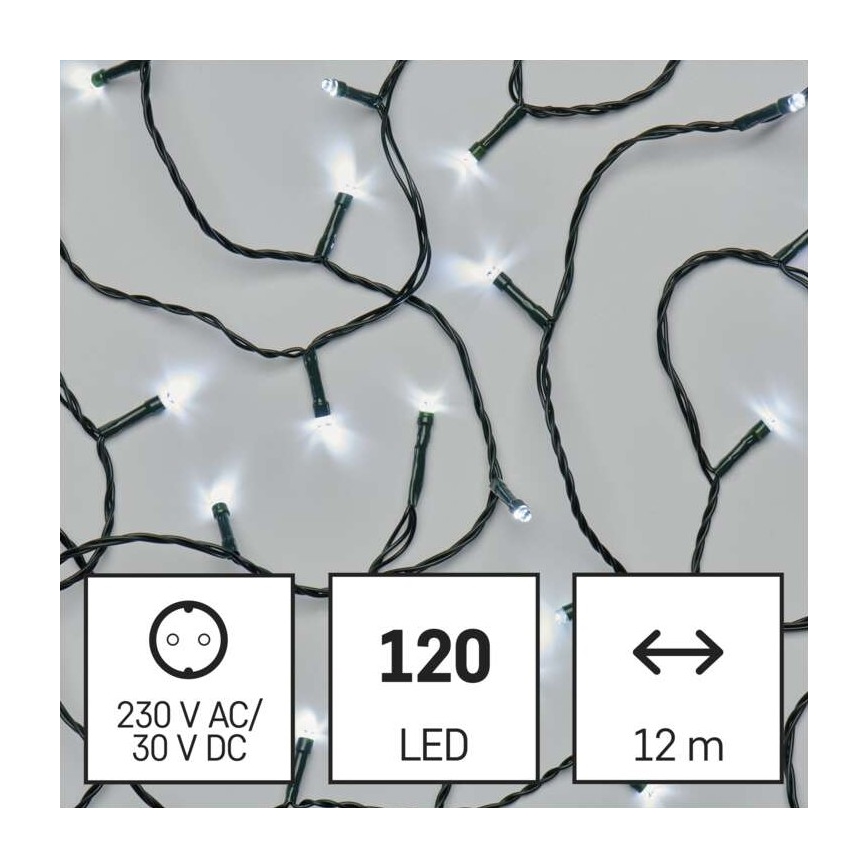 LED Zunanja božična veriga 120xLED/17m IP44 hladna bela