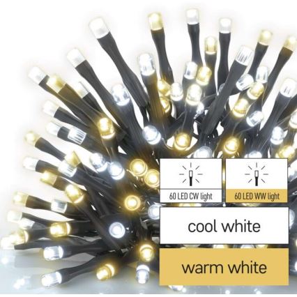 LED Zunanja božična veriga 120xLED/17m IP44 topla/hladna bela