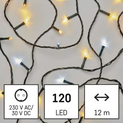 LED Zunanja božična veriga 120xLED/2 funkciji 17m IP44 topla/hladna bela