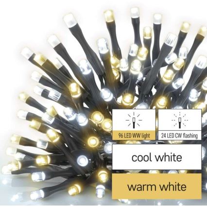 LED Zunanja božična veriga 120xLED/2 funkciji 17m IP44 topla/hladna bela