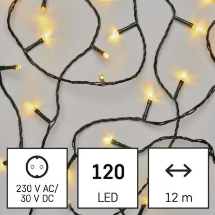 LED Zunanja božična veriga 120xLED/8 načinov 17m IP44 topla bela