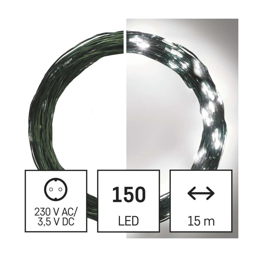 LED Zunanja božična veriga 150xLED/20m IP44 hladna bela