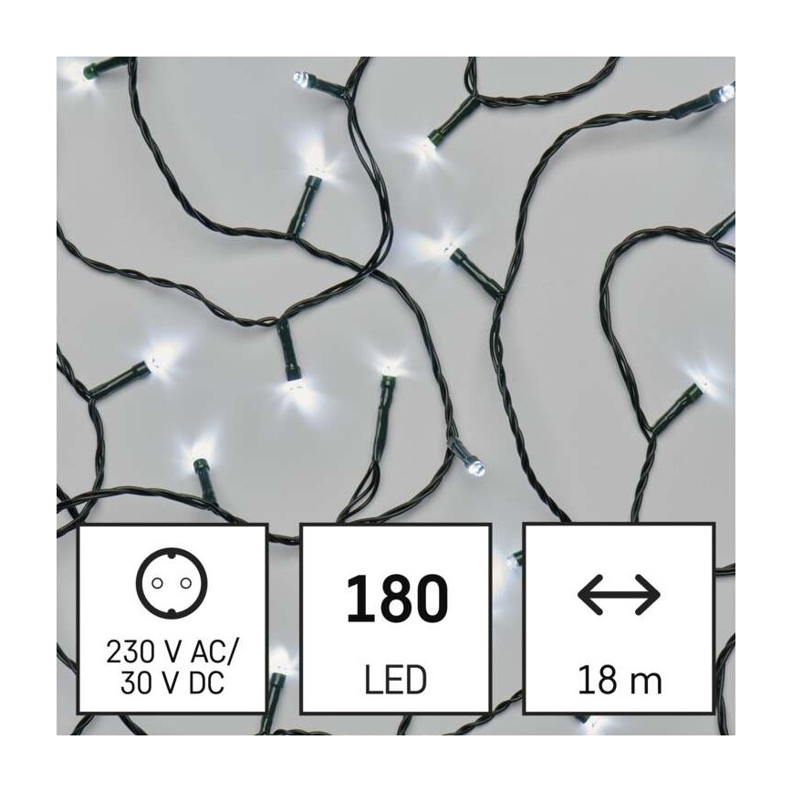 LED Zunanja božična veriga 180xLED/8 načinov 23m IP44 hladna bela