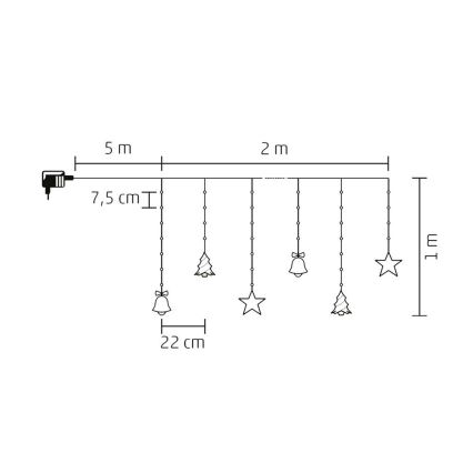 LED Zunanja božična veriga 186xLED 7m IP44 hladna bela